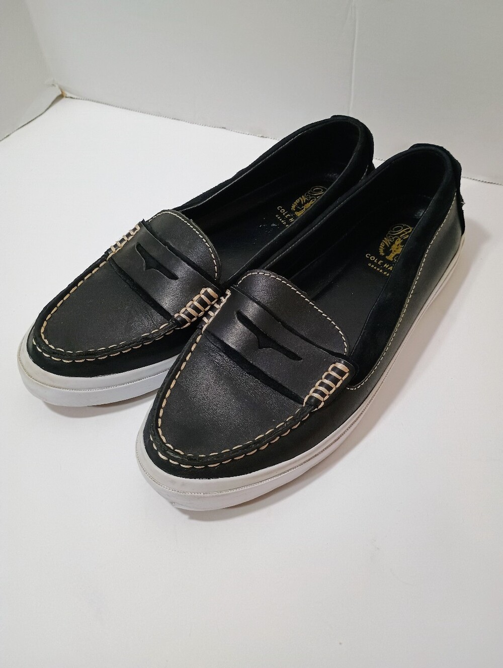 Cole Haan Pinch Weekender Penny Loafers Grand OS Leather Black Women's 7 1/2B